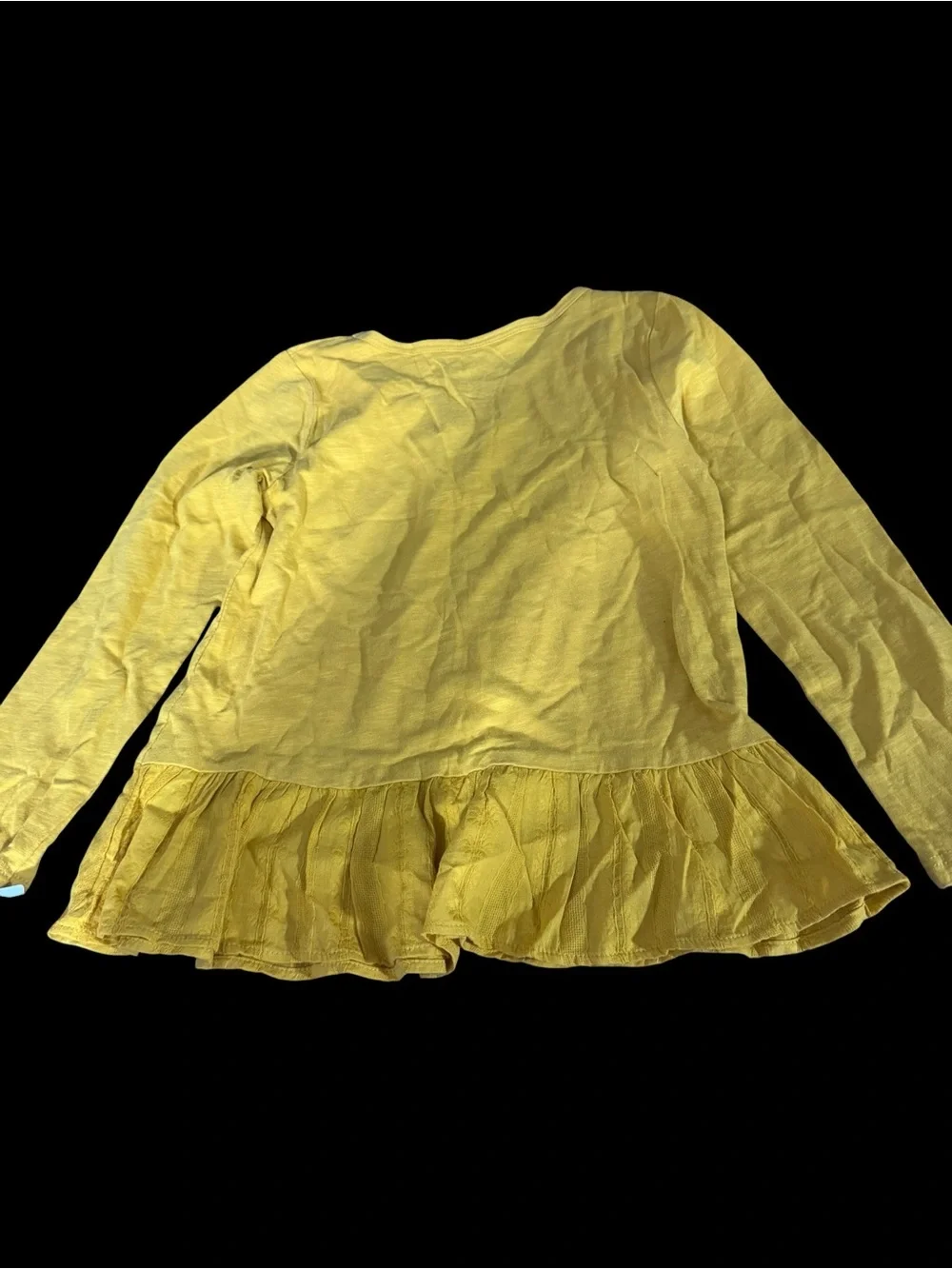 Carter's Girls Mustard Yellow Long-Sleeve Peplum Ruffled Hem Top- Size 7/7A